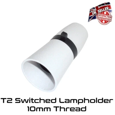 CLICK Lamp Holder with Switch BC Bayonet Bulb Cap 10mm Threaded Bottom Entry White *UK