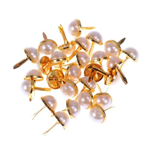 100pcs Metal Paper Fasteners Gold Metal Brads Pearl Brads Crafts Decor