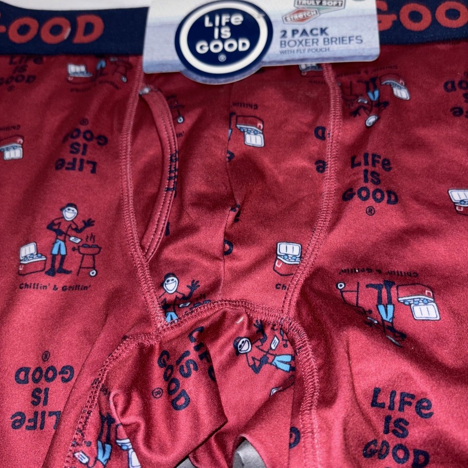 Life Is Good 2 pack Boxer Briefs with Fly Pouch Size Medium Chillin