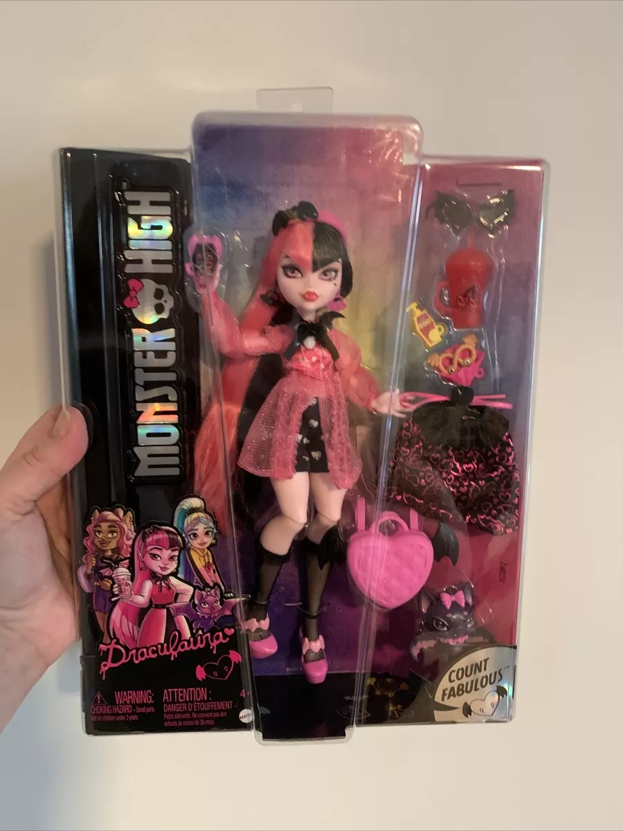 Monster High Draculaura Doll with Pet Bat-Cat Count Fabulous and  Accessories