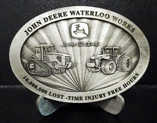 John Deere Waterloo Foundry Corp Safety Record Medallion Tractor UAW Union Logos