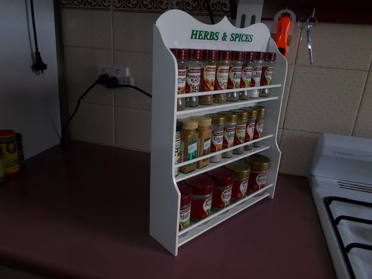 Spice Rack will hold up to 30 jars HERB SPICE IN WHITE Made in Australia