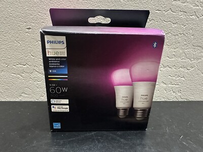 Philips Hue 548610 CFH Smart Light A19 Bulbs - 60W, Multicolor, Pack of 2 New