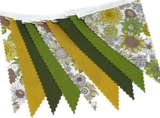 BUNTING Retro Flowers - Mustard Yellow, Moss & Sage Green - 3m 5m 10m