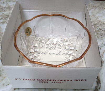 CALP Cristalleria artistica la piana Gold banded Opera Bowl 24% lead crystal new