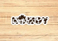 Cow Print Howdy Sticker