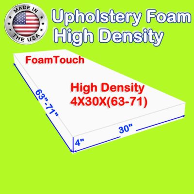 FoamTouch High Density Upholstery Foam Cushion 4'' x 30'' x (63-71)'' Custom Cut