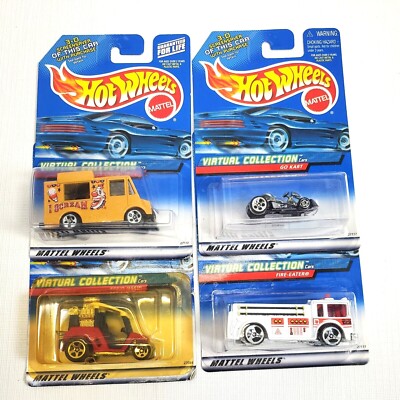 Hot Wheels 1999 Virtual Collection 4 Lot Ice Cream Go Kart Fire Eater Tee'd Off 