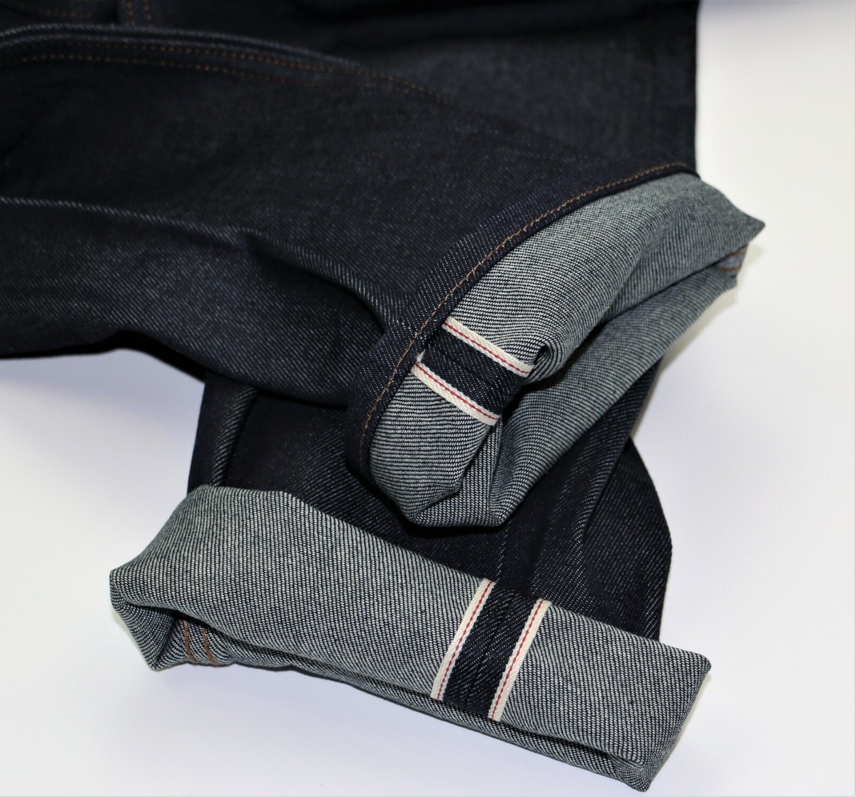 New Lee Straight Leg Selvedge Jeans Dark Raw Denim Men's Sizes Red