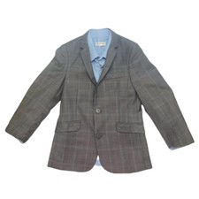 B00-Appaman, 6Y, poly blazer  l/s cotton shirt Gray Blazer  Blue Shirt 