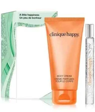 Clinique Happy EDP Perfume Spray 0.34 Oz + Happy Body Cream 2.5 Oz Gift Set NIB