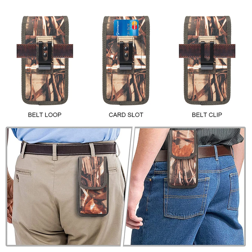 #DE202 7" CUBE RUGGED NYLON POUCH METAL BELT CLIP LOOP IN CAMO CELL PHONE CASE - Image 4 of 4