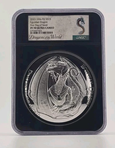 2023 Fiji 1 Kilo Egyptian Dragon NGC PF70 FDOI Dragons Of The World 32.15oz .999