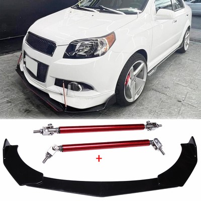 Front Bumper Lip Spoiler Splitter Body Kit + Strut Rods For Chevrolet Aveo Aveo5