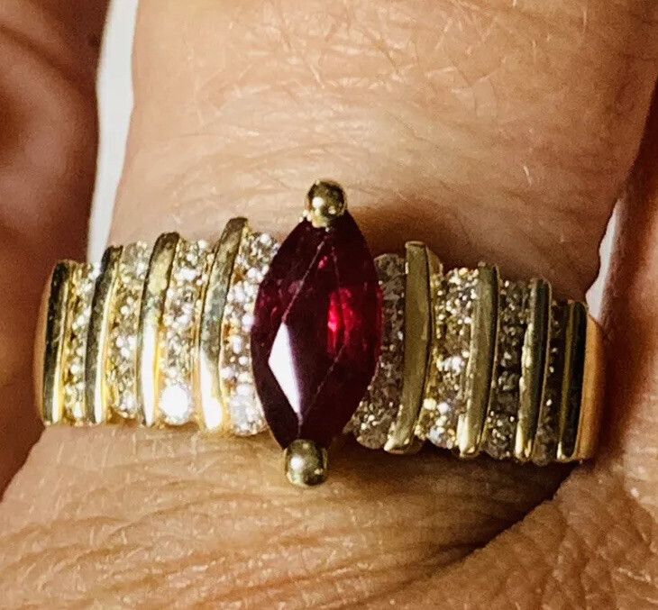 14k Ruby Diamond Ring size 8.5 Ruby .65 ct~Diamon… - image 9