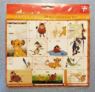 1990's Lion King Stickers, To - From Gift Tags - Pkg. of 24 - Hard to Find!