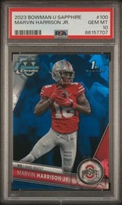Marvin Harrison Jr. 2023 Bowman University Chrome Sapphire #100 Base PSA 10