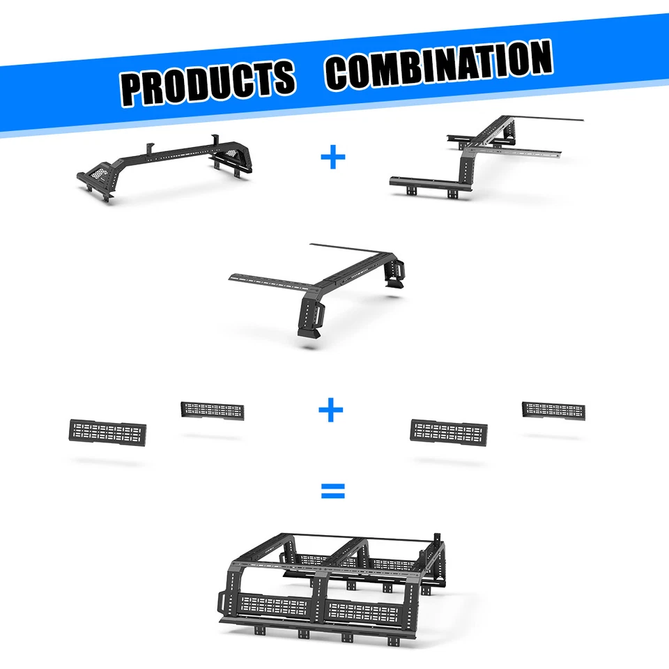 Full-Size Truck Sport Roll Bar Adjustable Chase Rack Universal with Molle Panel - Изображение 3 из 4