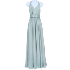 White by Vera Wang Sage Green Halter Maxi Dress Prom Formal Wedding Womens 6 NEW