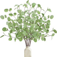 4 Pcs Artificial Eucalyptus Stems Leaves, 26.3" Real Touch Leaf Faux Tall Greene