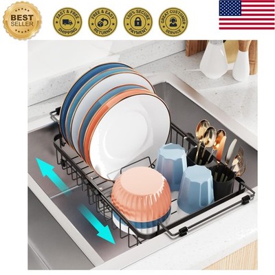 Rust-Resistant Expandable Dish Rack for Small Kitchens & RVs - Elegant Black