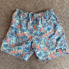 Vineyard Vines Shorts Mens Medium Blue Pink Floral Swim Trunks Mesh Lined