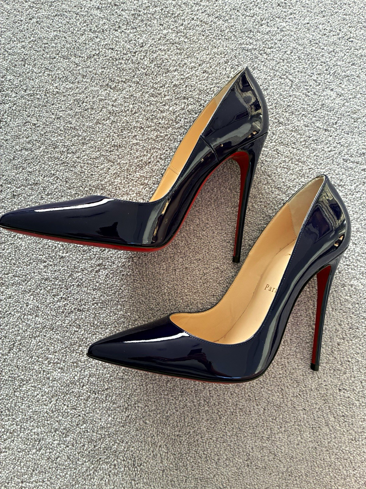 Christian Louboutin Women’s So Kate 120 Navy Patent Pointed Court Shoe UK 6
