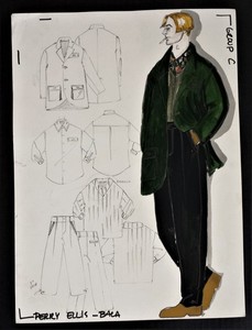 vintage original PERRY ELLIS FASHION SKETCH art BACA menswear Group C