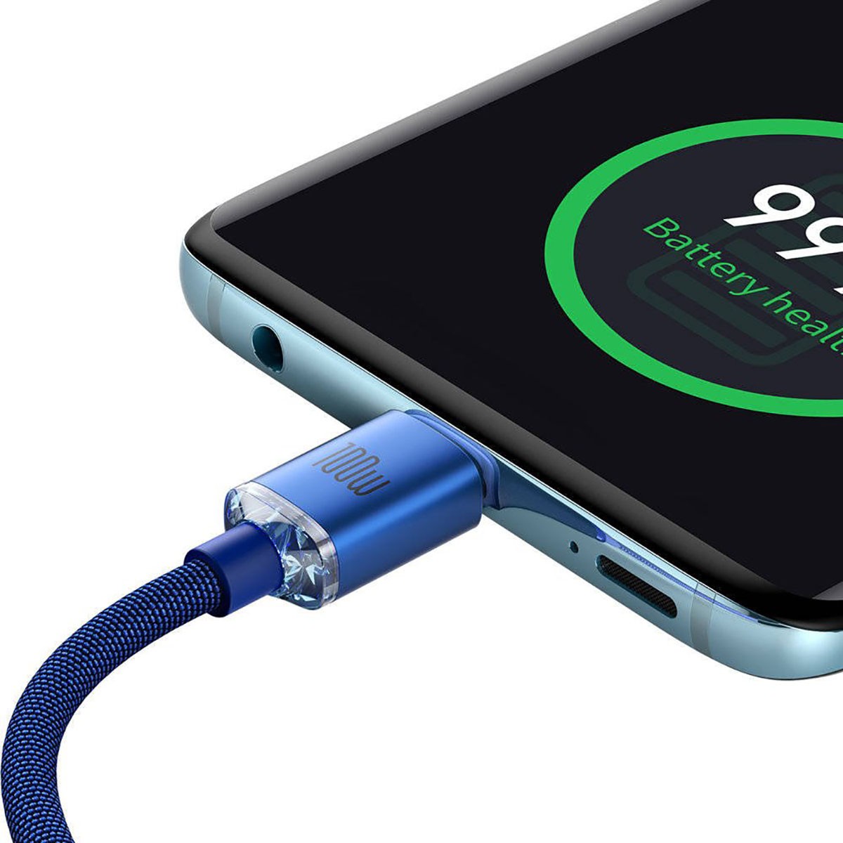 Câble USB-C vers USB-C 100W Crystal Shine cordon de charge 2m pour ordinateur