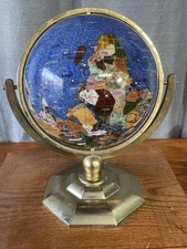 World Globe Inlaid Made w Semi-Precious Gemst...