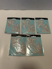 Simplicity silver embroidered iron-on appliques; Lot Of 5 Packs. NEW.