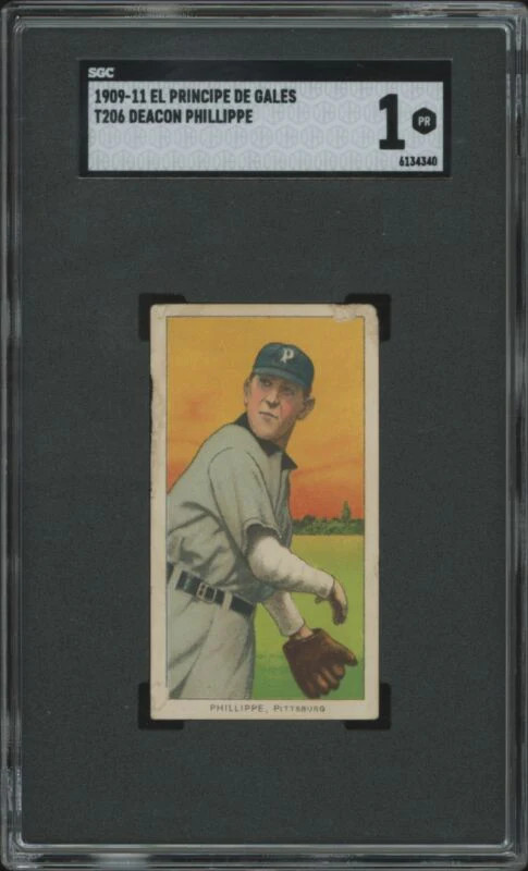 1909 T206 DEACON PHILLIPPE POOR EL PRINCIPE DE GALES RARE EPDG SGC 1 PIRATES