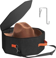 Hat Storage Box for Women & Men, Hardboard Support Hat Boxes with 1 Door Hook Ha