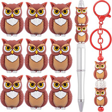 10 Pack Brown Owl Silicone Focal Beads for Jewelry Making DIY Crafts  Keychains