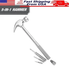 5-in-1 Hammer Screwdriver Set W/ 4 Tools Rust Resistant Lightweight Grip New