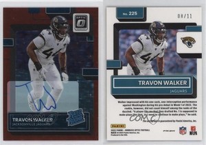 2022 Panini Donruss Optic Rated Red Stars Prizm /11 Travon Walker Rookie Auto RC