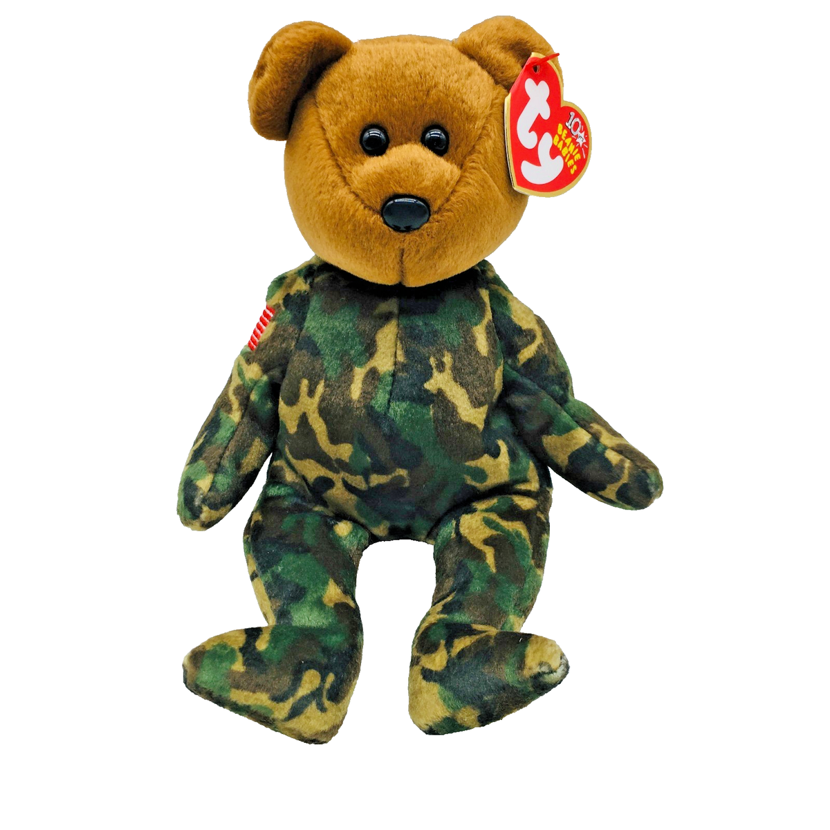 Ty Beanie Baby Hero the Bear DOB March 12, 2003 MWMT USA Flag Camo