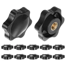12pcs Star Knobs M6 Thread 32mm Head Non-Through Hole Brass Insert Knob Black