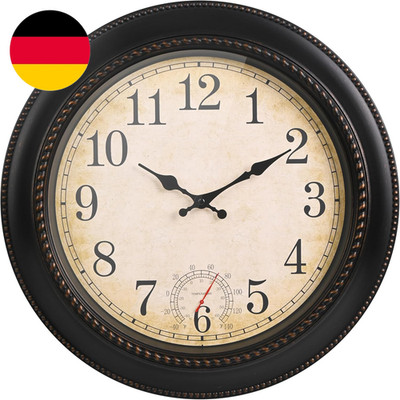 Jomparis Wanduhr Mit Thermometer Außenwanduhr Wasserdicht Und Wetterfest Für Gar