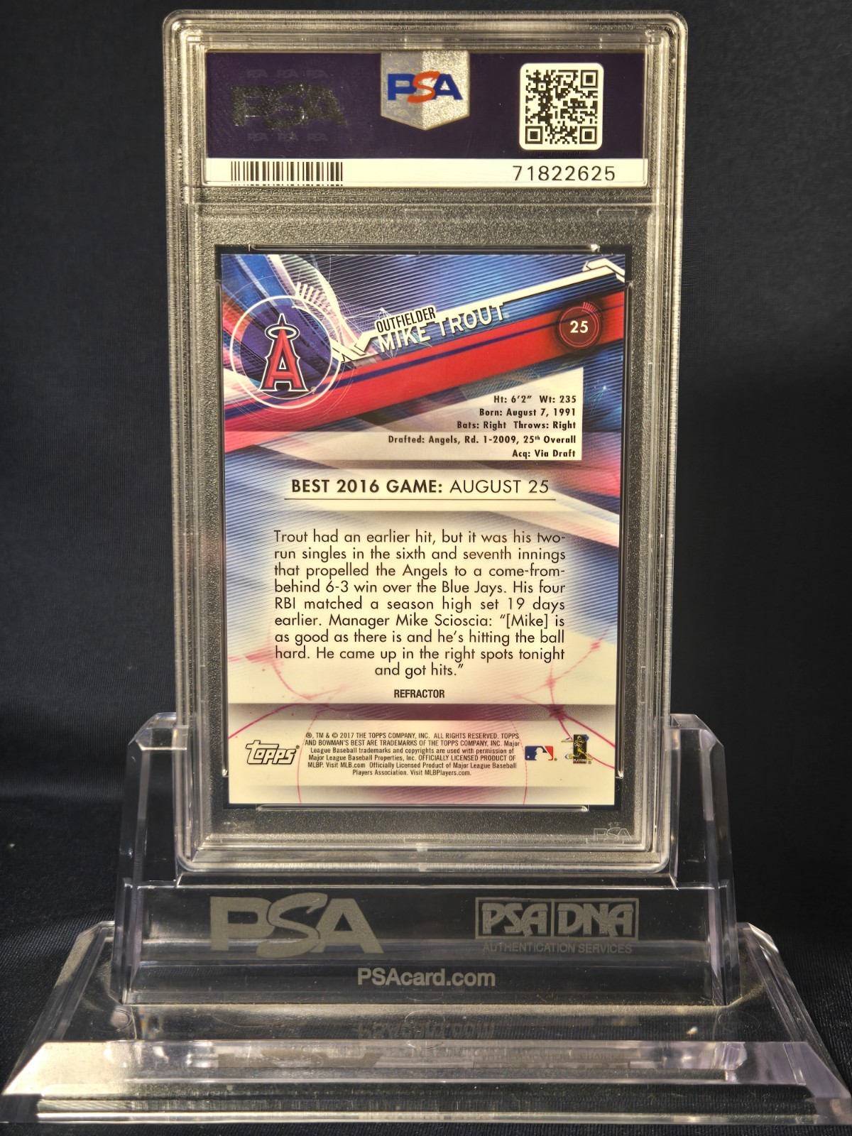 2017 BOWMAN’S BEST MIKE TROUT GOLD REFRACTOR #25 PSA 10 GEM MINT 10 30/50!! view 2