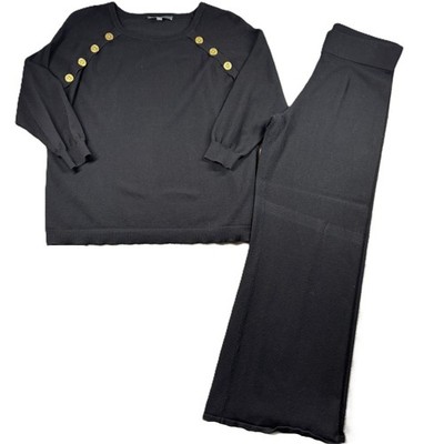 Elliott Lauren Women Outfit Wide Leg Flare Pull On Pants Top Black Small M173