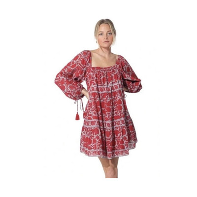 NWT Cleobella Hattie Mini Dress CRASP2288 Red lav Floral Long Sleeve Handmade L
