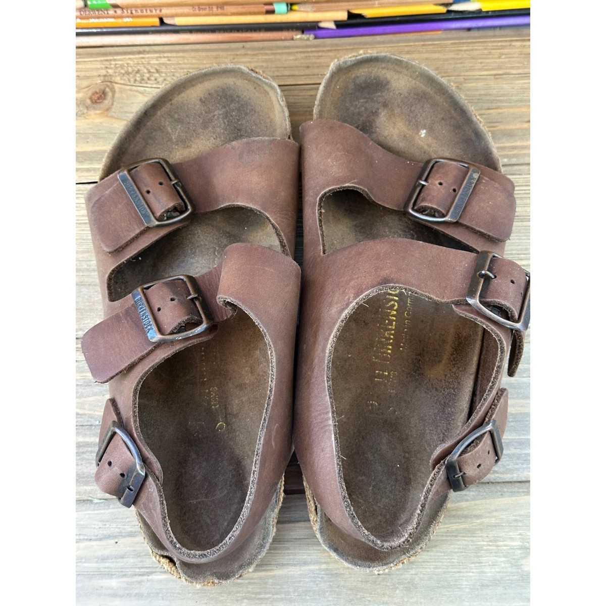 Birkenstock Milano Oiled Leather Sandals Mens 41 / 8 Brown 