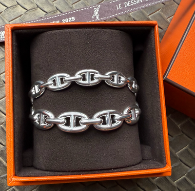 New Hermes Chaine d'ancre Enchainee Silver 925 double bracelet