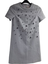 Calvin Klein Shift Dress Women's 34 Blue Circle Accents Short Sleeve