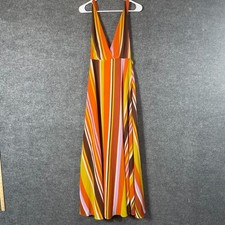 Forever 21 Contemporary Dress Womens Small Orange Maxi Long Zip Up Beach Lined