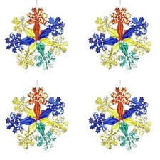 Christmas Foil Ceiling Decorations Multicolour - Set 4 40cm Star Snowflakes