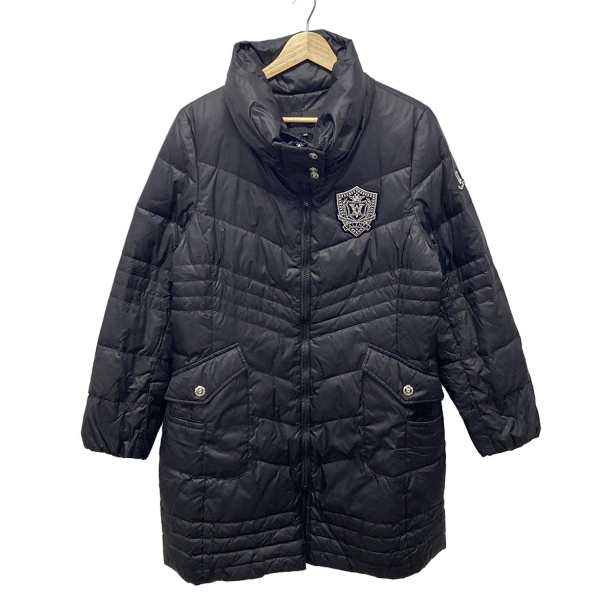 Valenza Black Silver Rhinestone Embroidered Down Coat for Autumn Winter