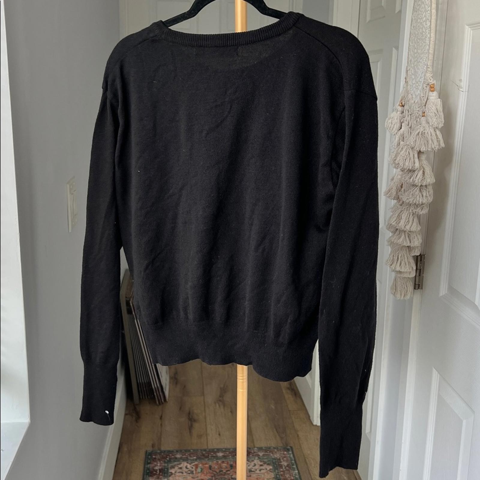 FACADE PATTERN Black Wool Lightweight Crewneck Lo… - image 4