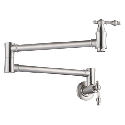 ARCORA Wall Mounted Pot Filler Brass Folding Kitchen Faucet with 2 Handles